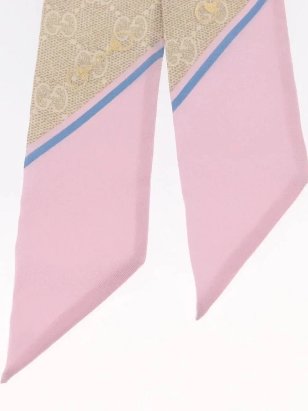 GUCCI Scarf Silk Old GUCCI Beige Pink 663719 Auth 148546M